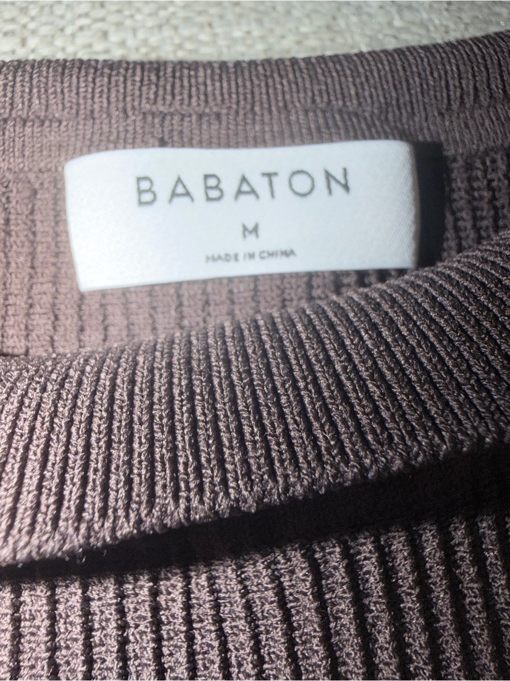 Babaton Ribbed Crewneck Sweater in Chocolate